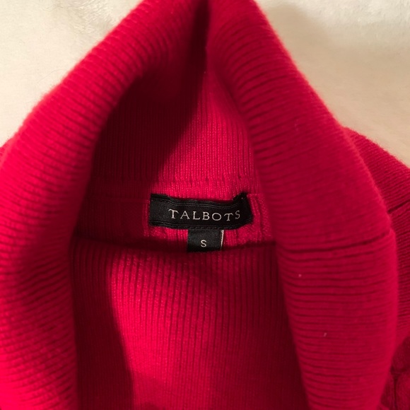 Talbots Red Cableknit Turtleneck Sweater - Picture 2 of 3